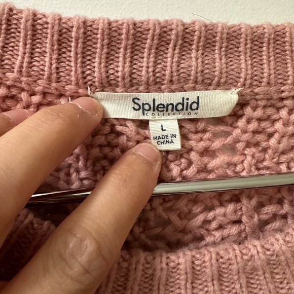 ~ANTHROPOLOGIE~ SPLENDID Chunky Knit Crewneck Sweater in Dusty Pink Color - Picture 3 of 10